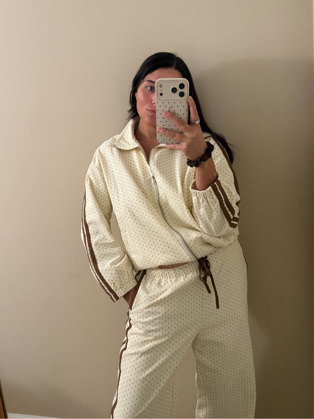 Buttermelon Cream & Brown Polkadot Jacket